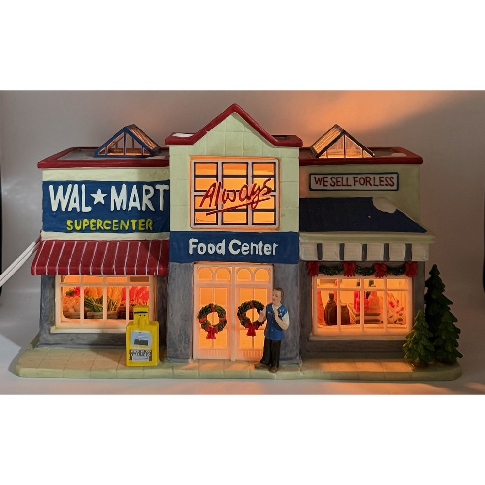 Vintage Holiday Time Christmas Village 2006 Walmart Supercenter In Box. Working